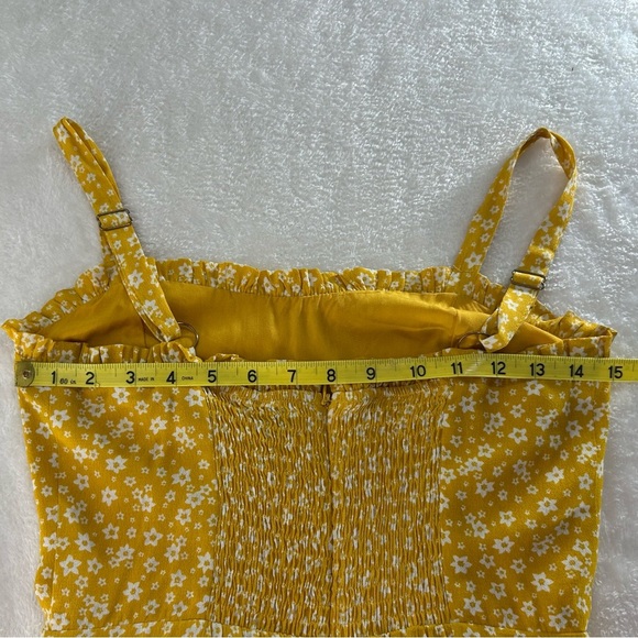 Dress Forum Golden Floral Ruffled Seersucker Zip Mini Sundress Size S - Picture 6 of 12